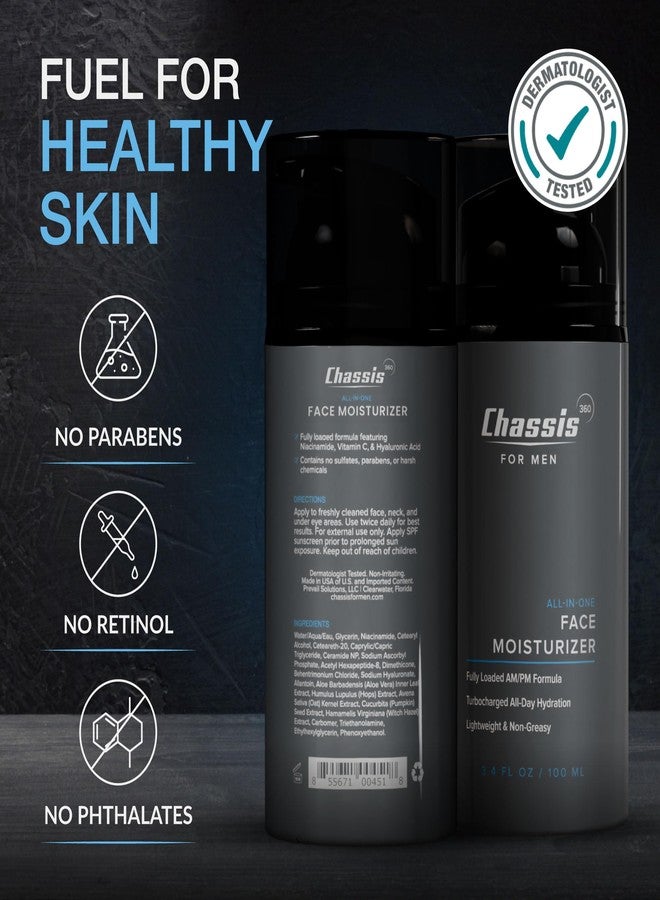 شاسيه مرطب الوجه المتكامل من شاسيس 360 - مرطب وجه للرجال غني بفيتامين سي، والنياسيناميد سي، وحمض الهيالورونيك - خالٍ من الفثالات والبارابين والريتينول - لوشن للوجه - 3.4 أونصة سائلة - Image 5